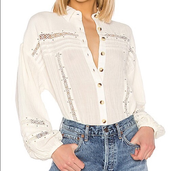 Free People Ivory Summer Stars Button Down - Picture 3 of 9